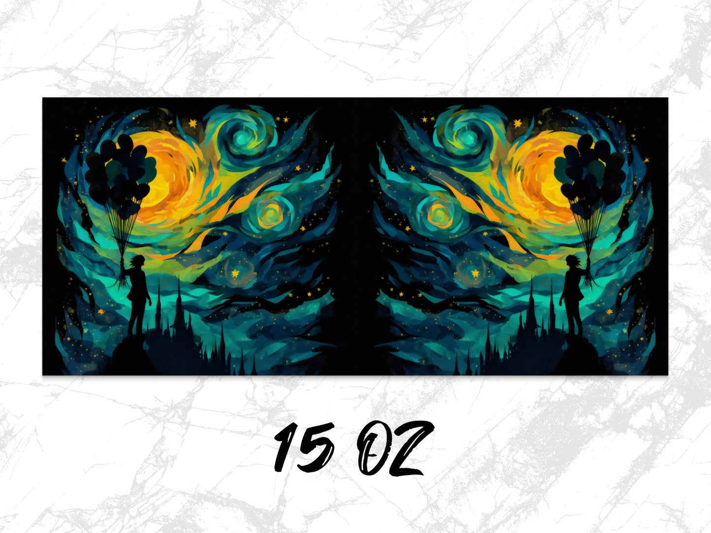 Abstract Starry Night Canvas Art Print, Vibrant Colorful Wall Decor, Surreal Nature Landscape, Dual Panel