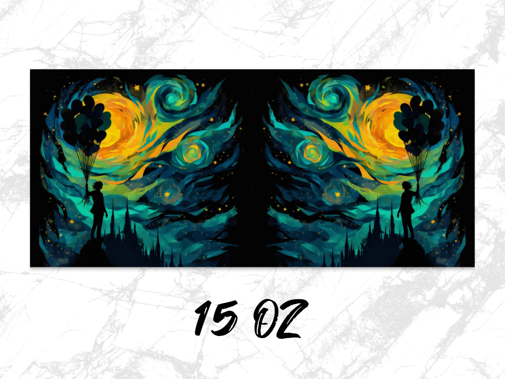 Abstract Starry Night Canvas Art Print, Vibrant Colorful Wall Decor, Surreal Nature Landscape, Dual Panel