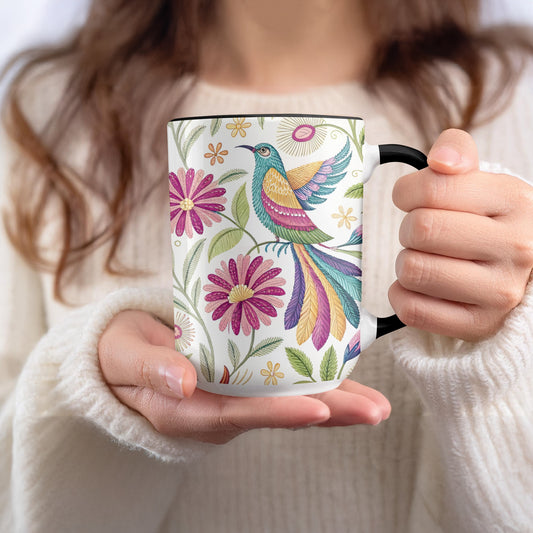 Colorful Floral Bird Design Coffee Mug product