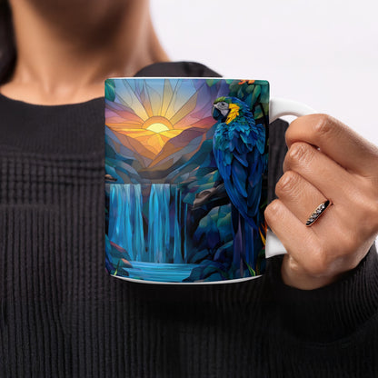 Beautiful Waterfall And Tropical Parrot Design Mug product