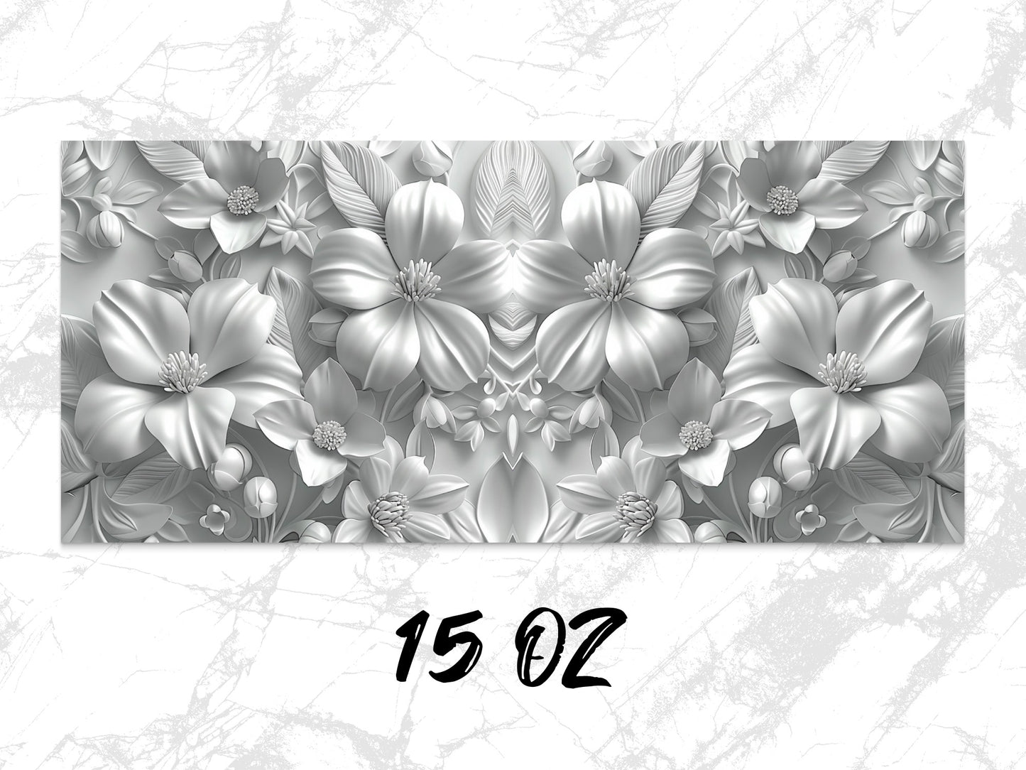 Elegant Floral Wall Art, Silver Grey Flowers Print, Modern Home Decor Canvas, Living Room Decoration, 15 Oz