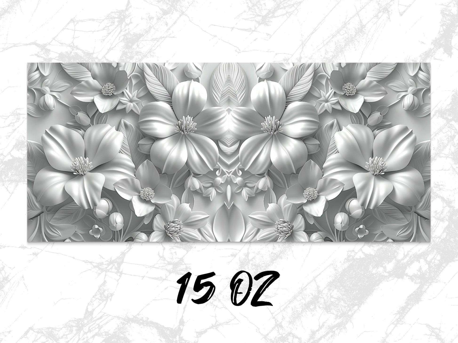 Elegant Floral Wall Art, Silver Grey Flowers Print, Modern Home Decor Canvas, Living Room Decoration, 15 Oz