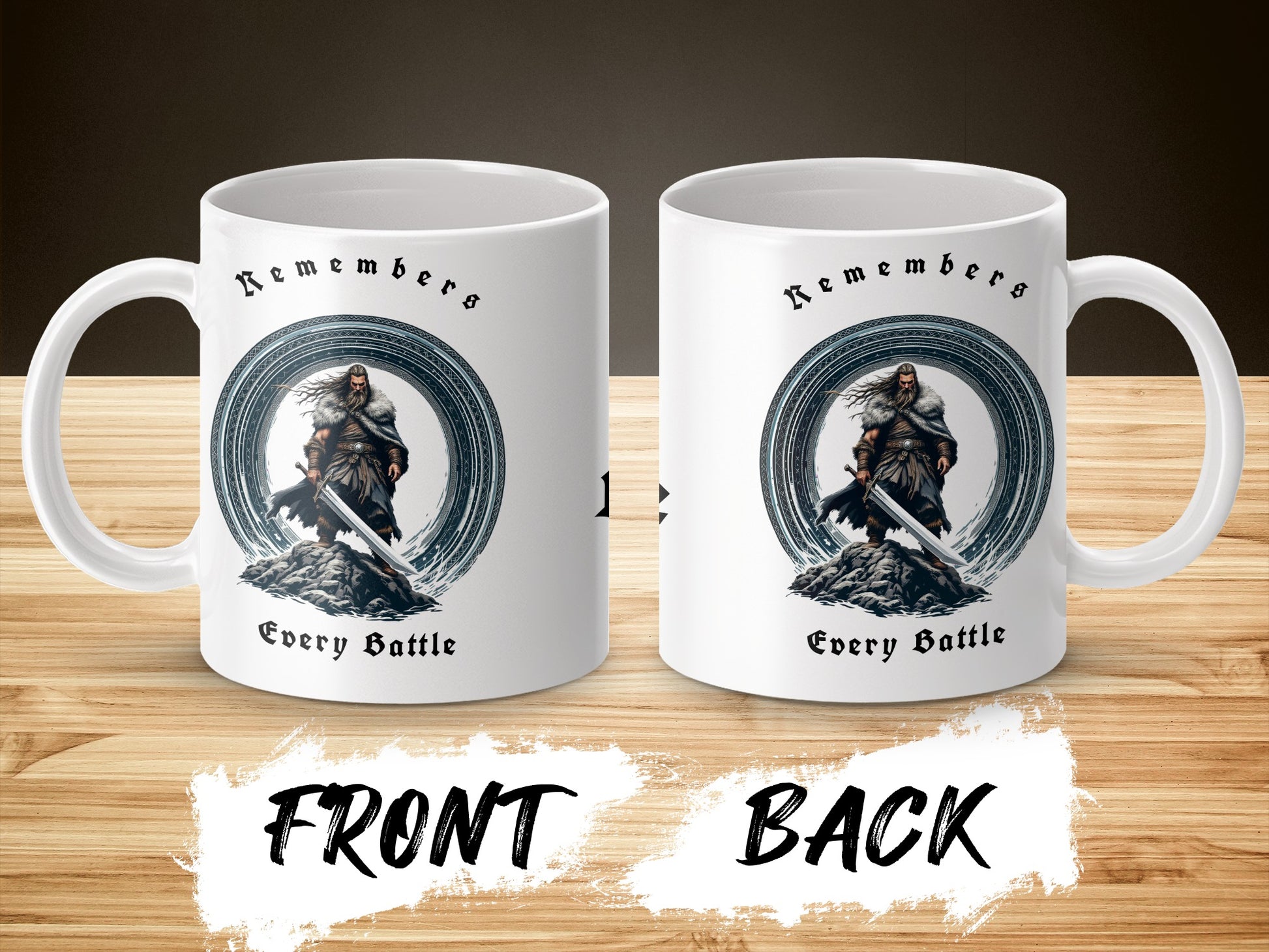 Warrior Mug, Remember Every Battle Quote, Inspirational Fantasy Art, Gift for Gamers, Double-Sided Print, Unique Coffee Cup