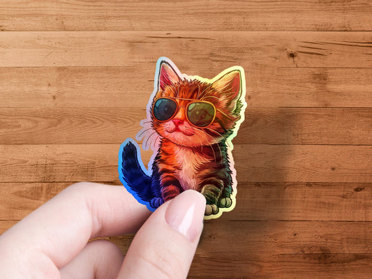 Cute Cat with Sunglasses Sticker product