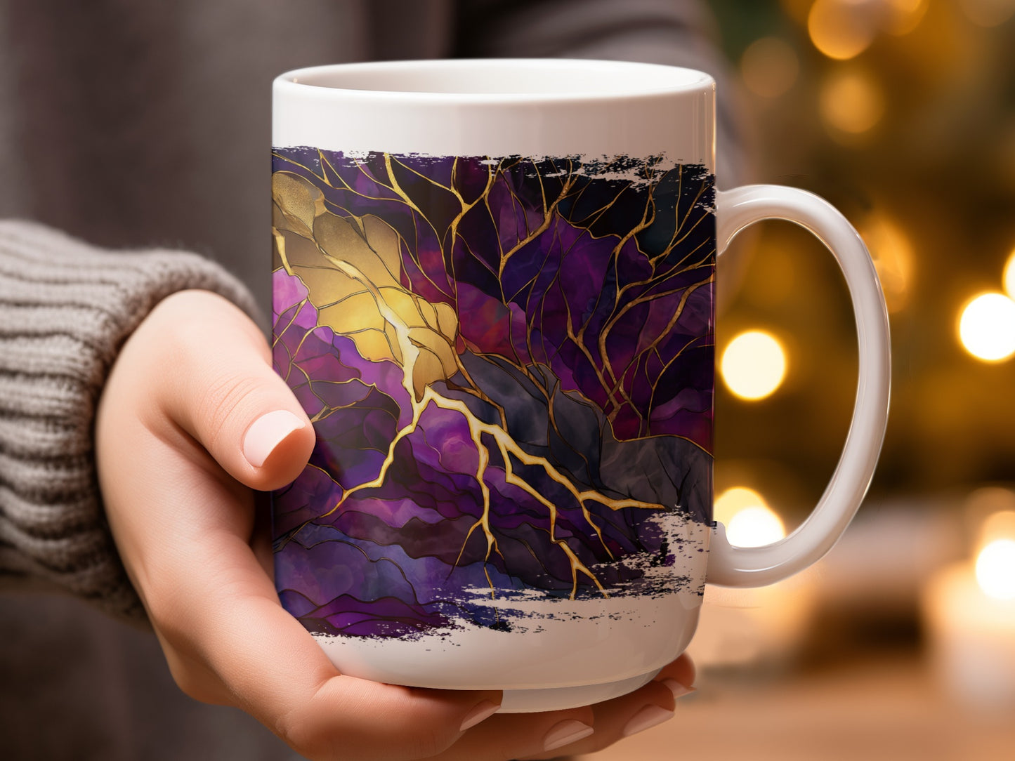 Abstract Purple and Gold Design Mug product