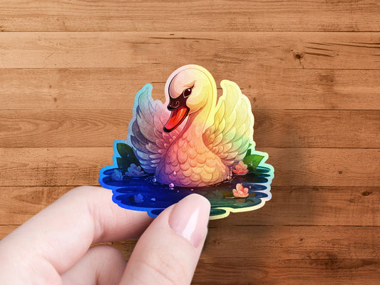 Elegant Colorful Swan Design Sticker product
