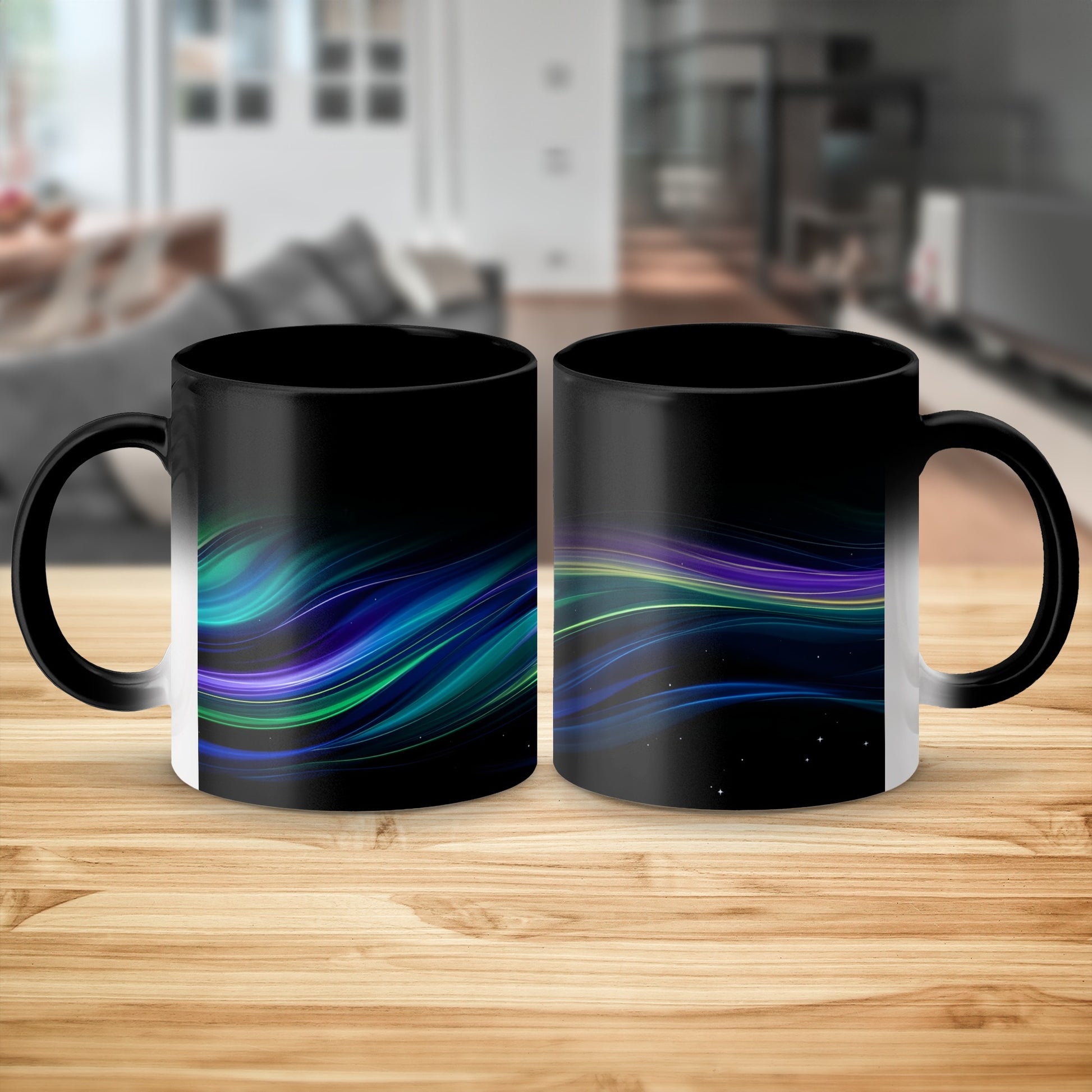 Colorful Wave Design Art Black Ceramic Mug product