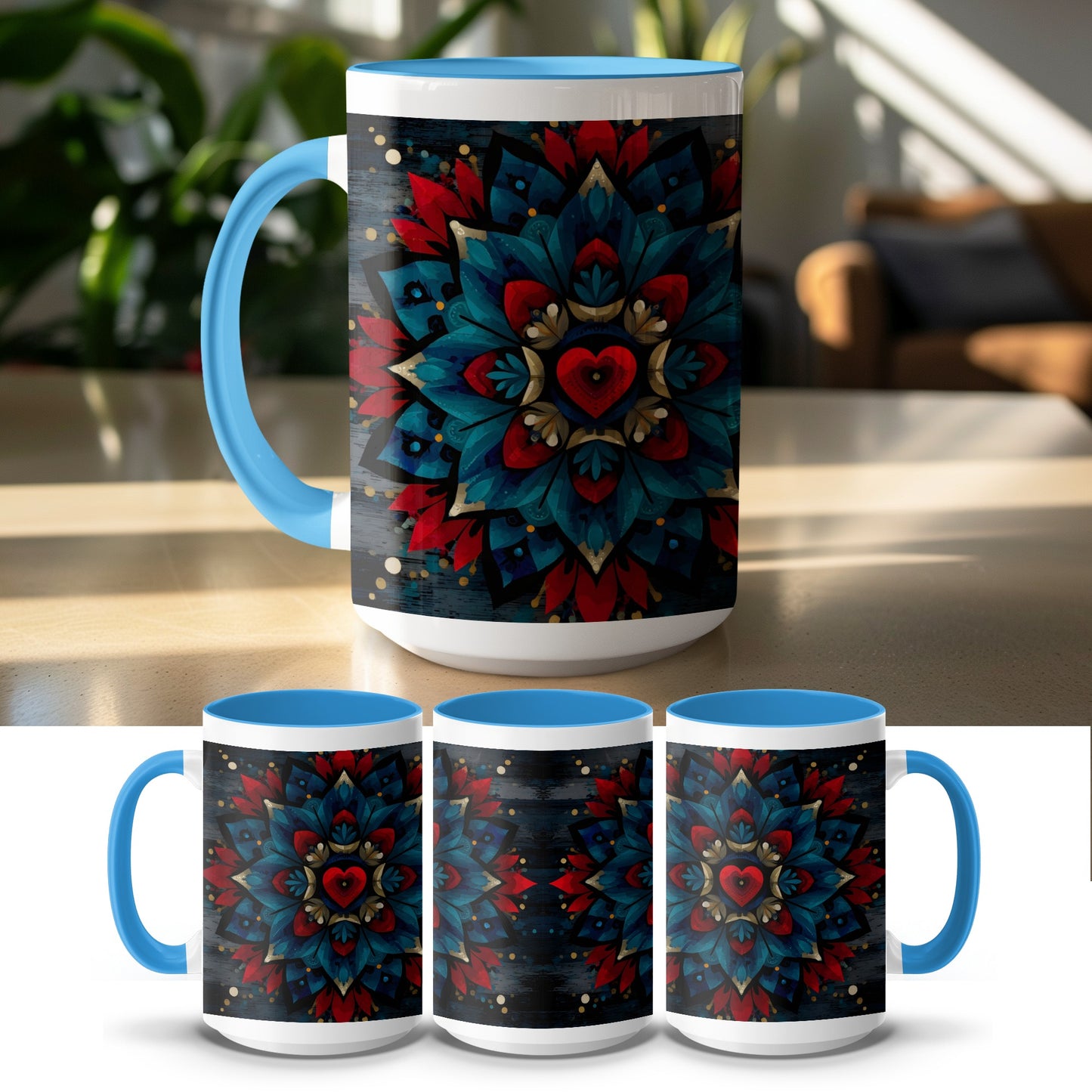 Colorful Artistic Heart Mandala Design Mug product