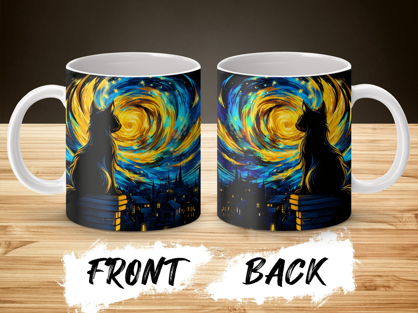 Starry Night Inspired Couple Silhouette Coffee Mug, Romantic Art Gift, Unique Mug for Couples, Anniversary Present Ideas