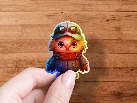 Cute Adorable Owl with Goggles Cartoon Sticker product