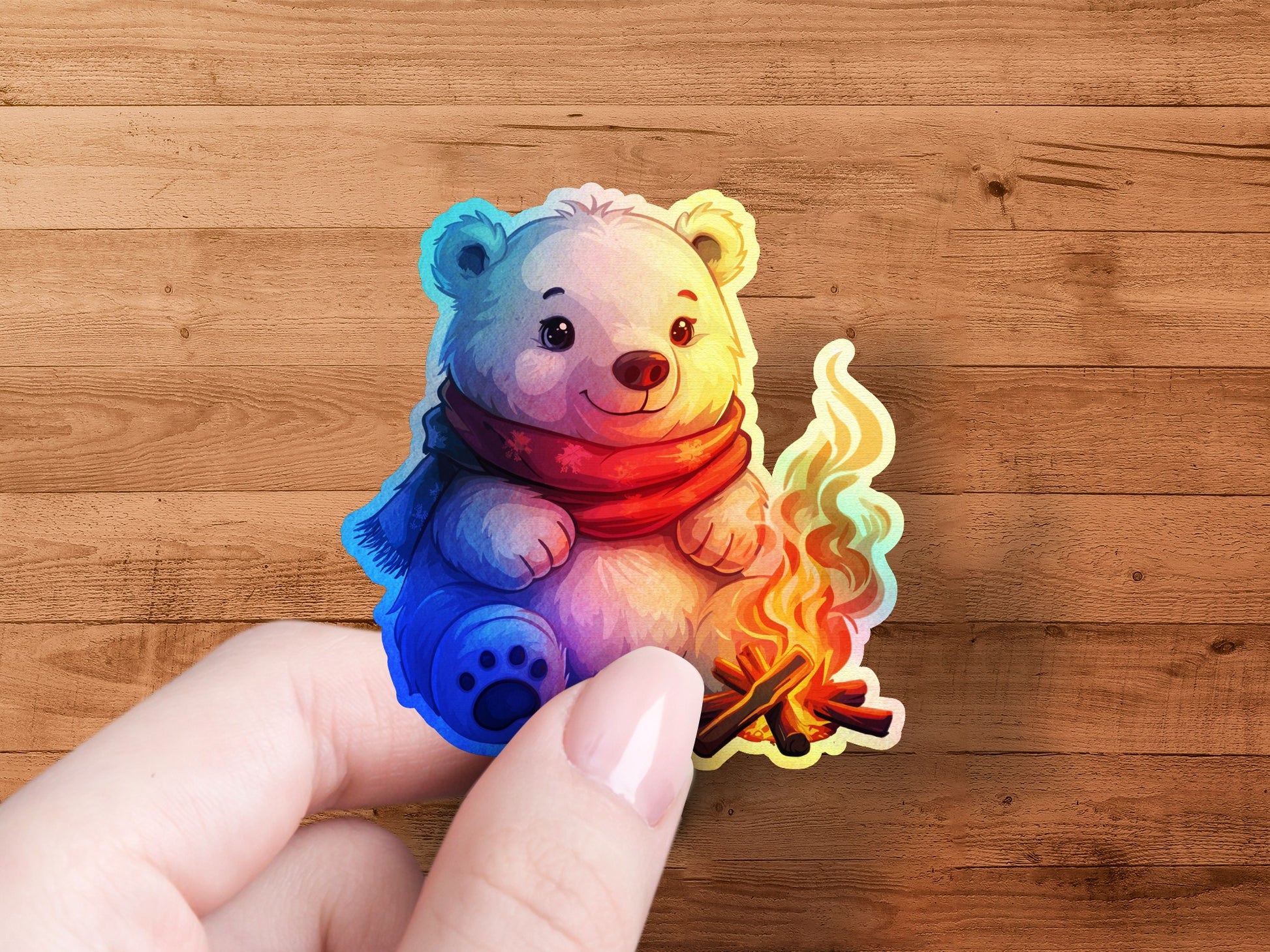 Cute Bear with Campfire Sticker product type