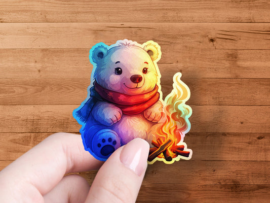 Cute Bear with Campfire Sticker product type