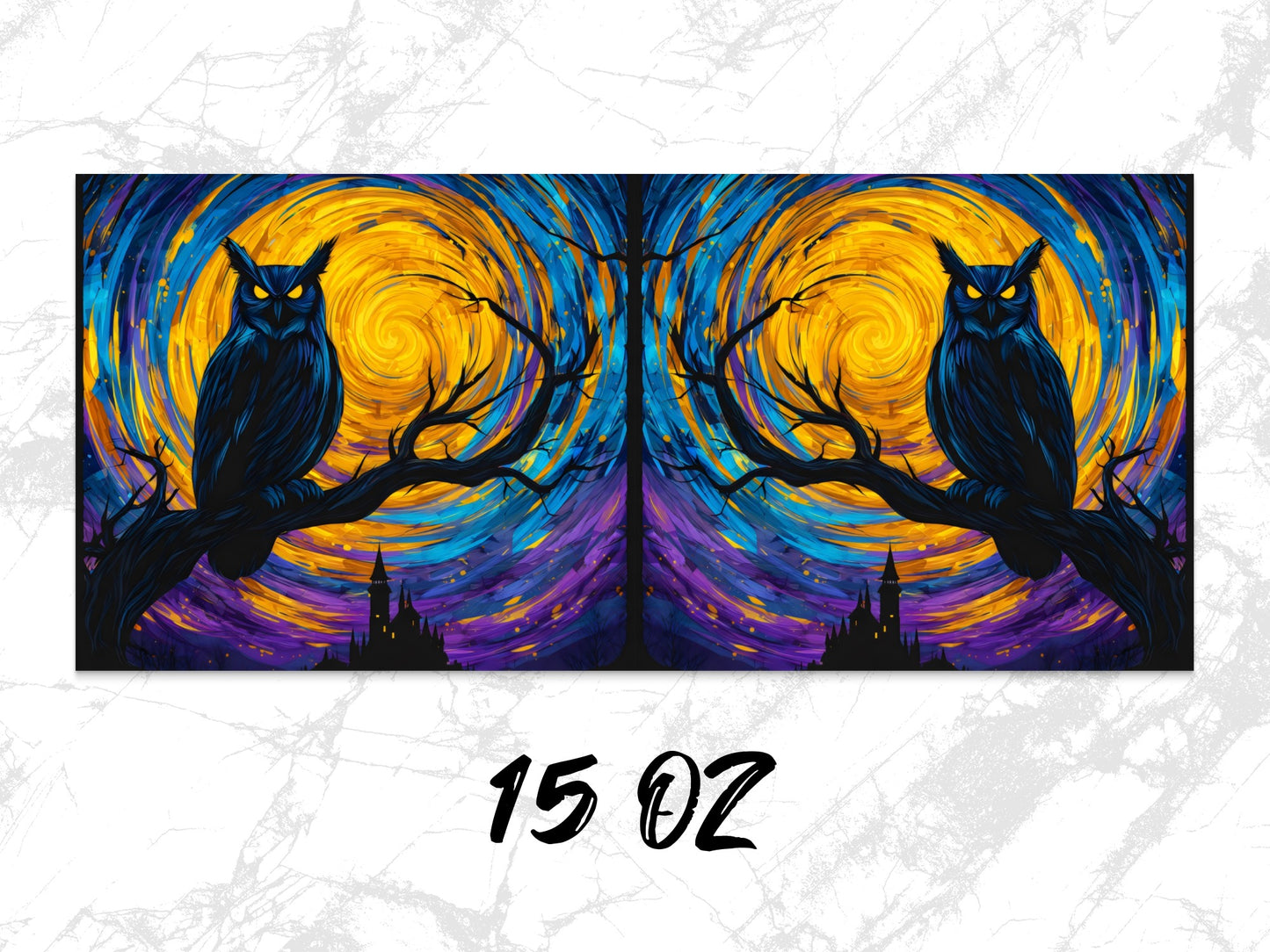 Colorful Owl Art Print, Vibrant Abstract Wall Decor, Twin Owls Night Sky Canvas, Home Interior Design