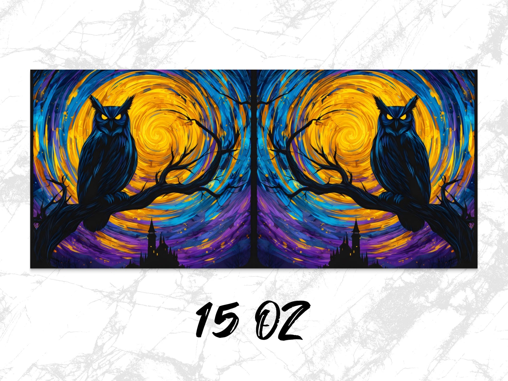 Colorful Owl Art Print, Vibrant Abstract Wall Decor, Twin Owls Night Sky Canvas, Home Interior Design