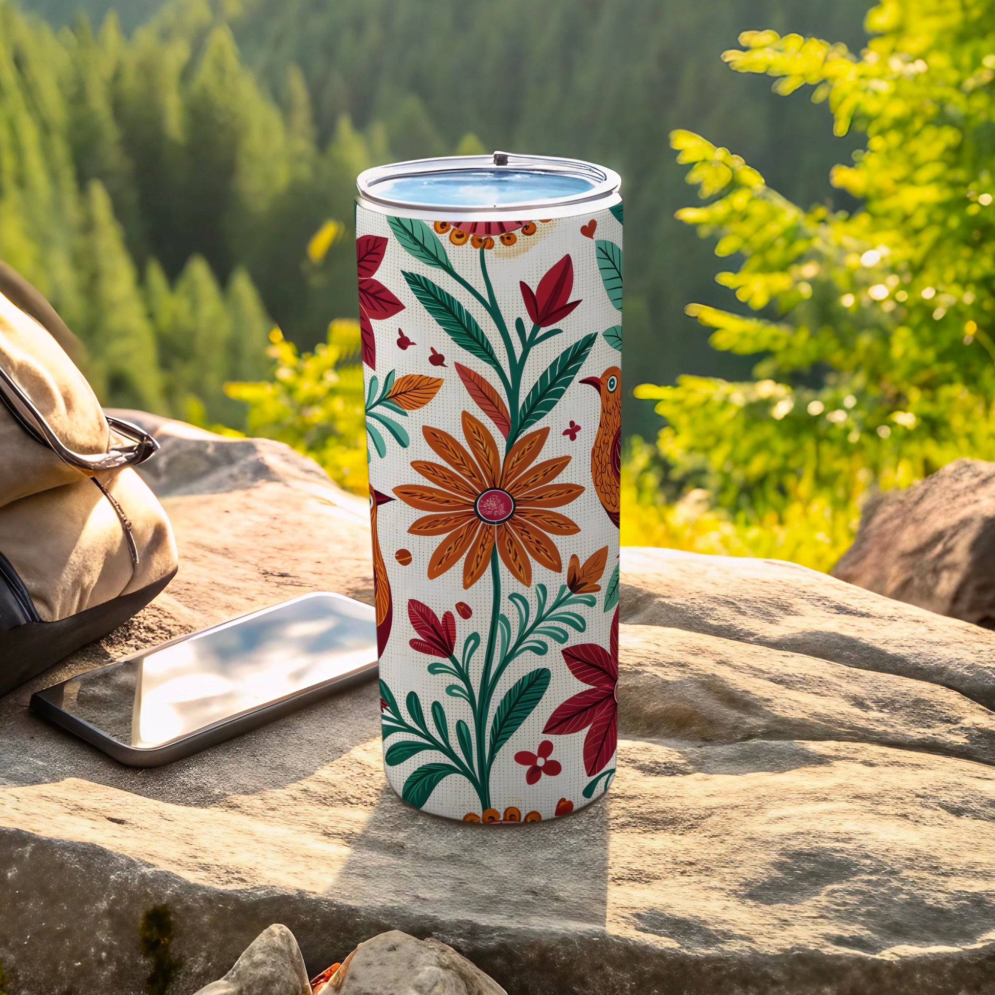 Floral Patterned Travel Tumbler Perfect Outdoor Product