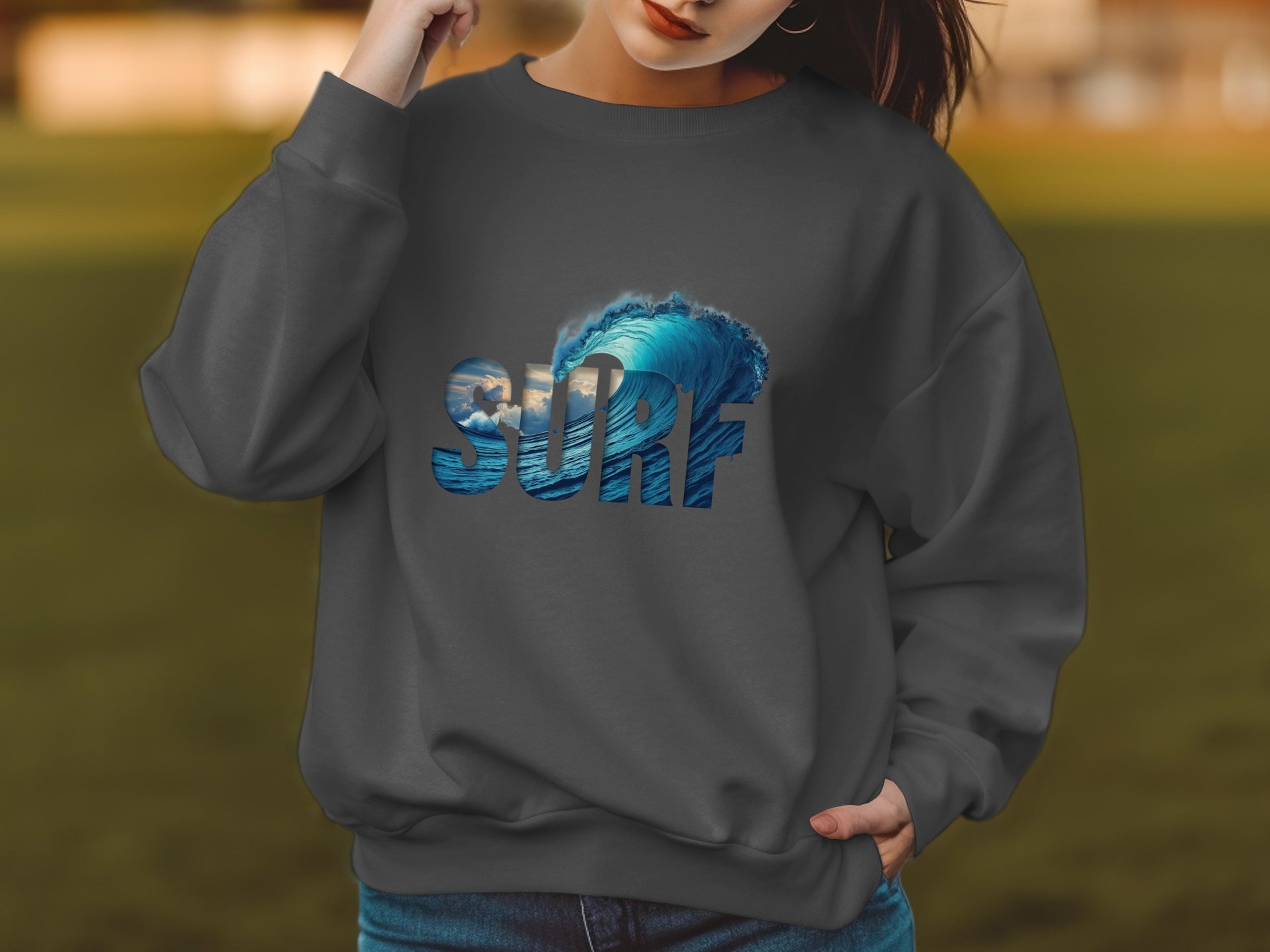 Surf Wave Graphic Sweatshirt Stylish Apparel product type