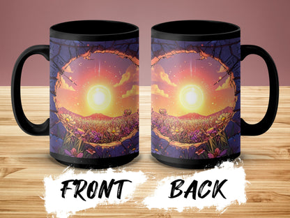 Vibrant Sunlit Flower Field Black Ceramic Mug product