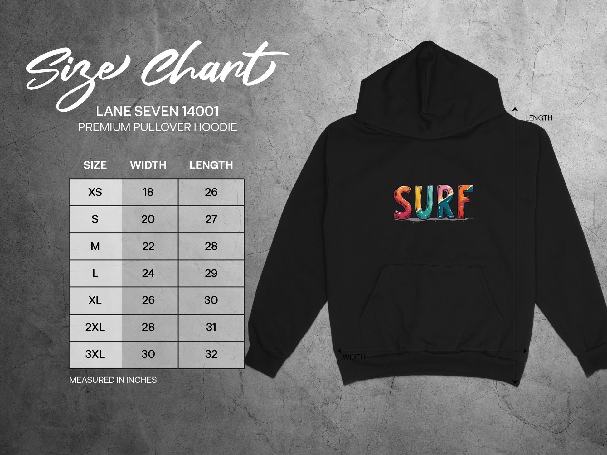 Colorful Surf Graphic on Black Hoodie Product