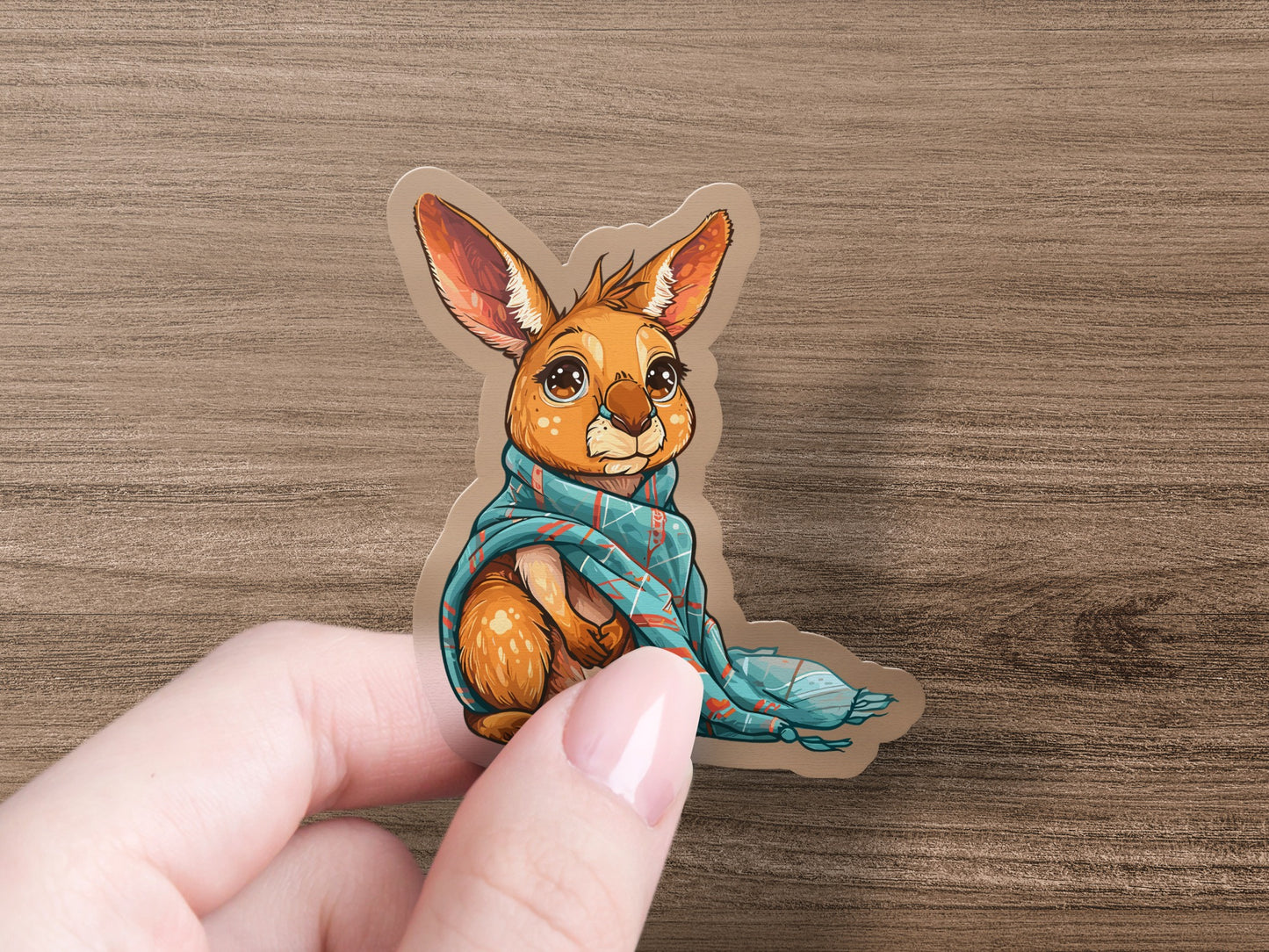 Cute Rabbit with Blue Scarf Sticker product type