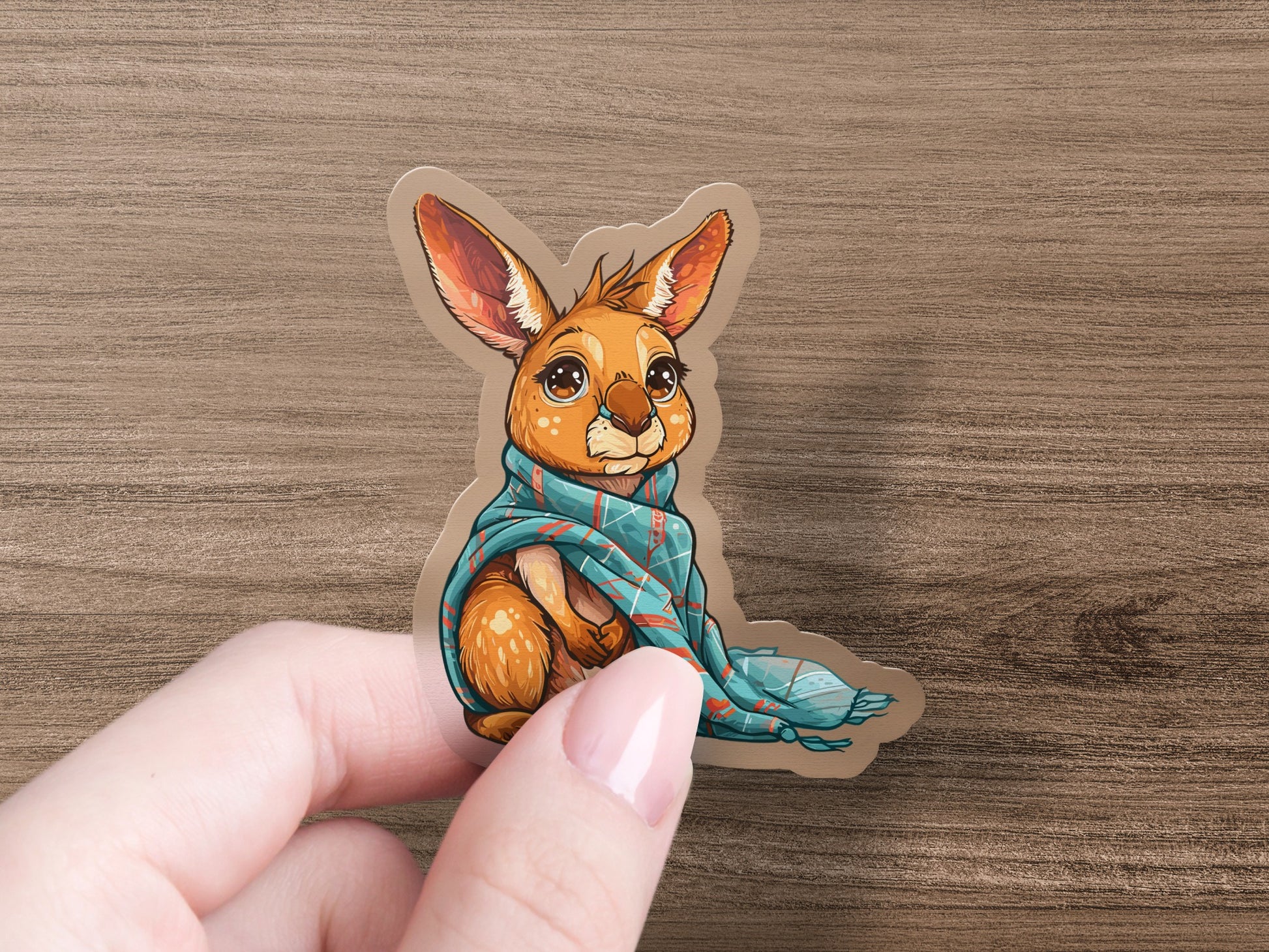 Cute Rabbit with Blue Scarf Sticker product type