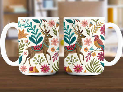 Colorful Deer and Floral Design Mug product