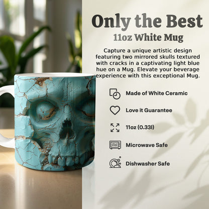 Unique Mirrored Skulls Cracked Blue Design Mug product