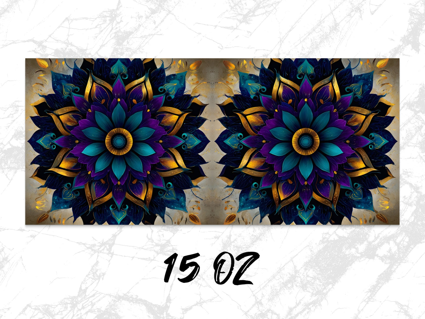 Vibrant Mandala Wall Art, Blue and Gold Floral Canvas Print, Bohemian Home Decor, Unique Abstract Artwork, Dual Panels