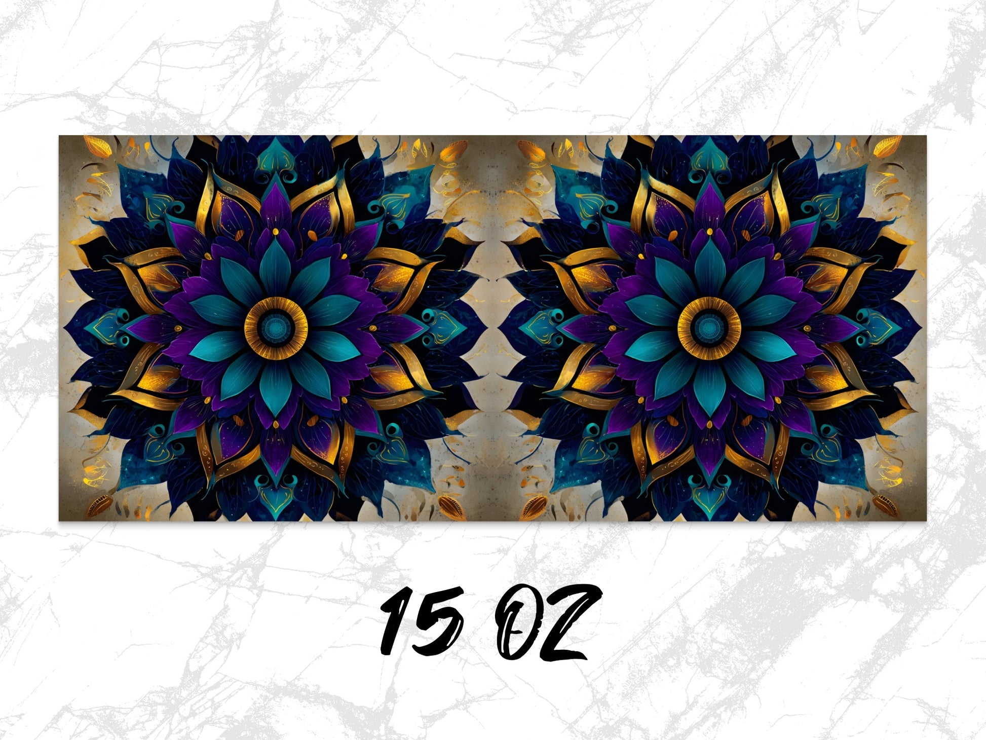 Vibrant Mandala Wall Art, Blue and Gold Floral Canvas Print, Bohemian Home Decor, Unique Abstract Artwork, Dual Panels