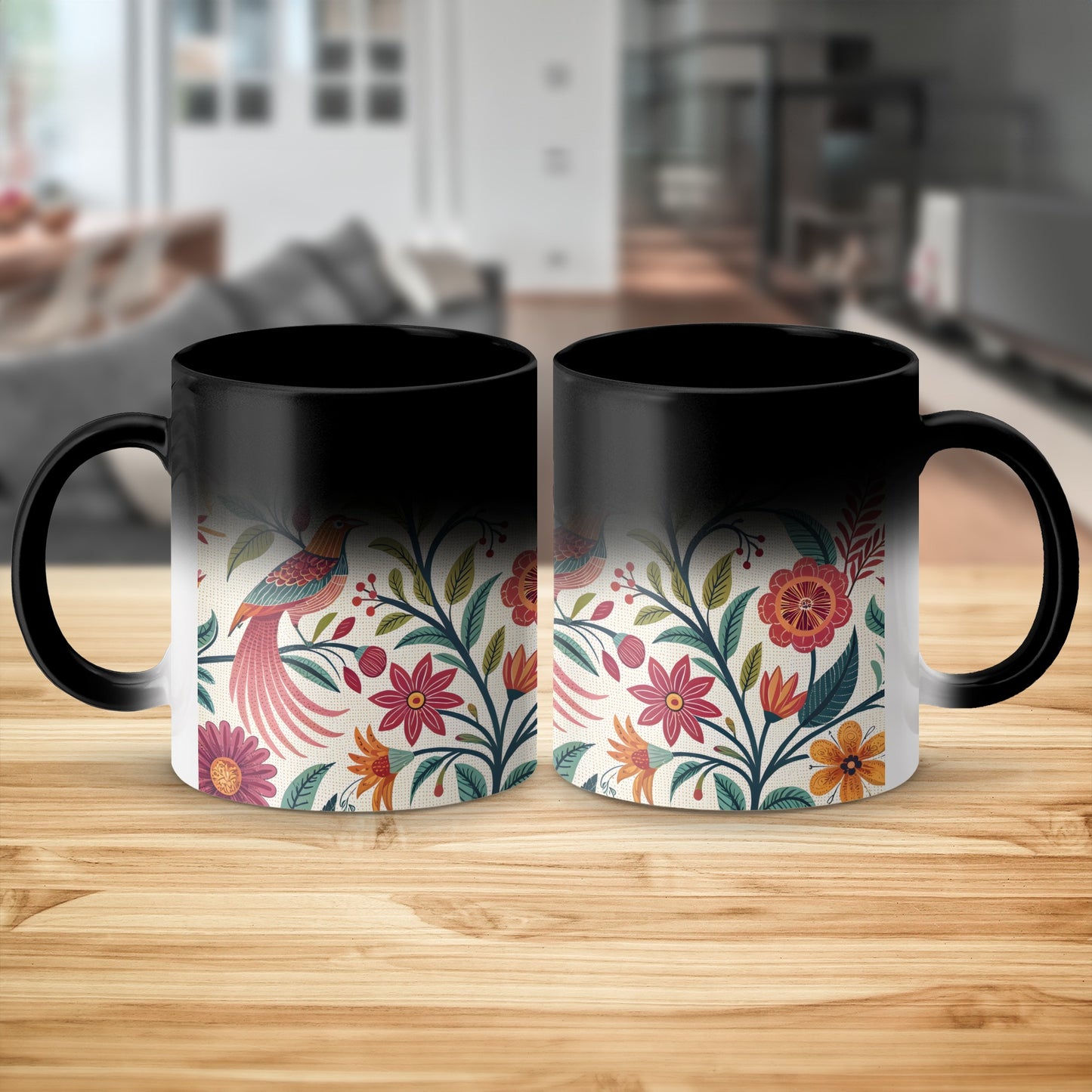Vibrant Floral Design with Birds Artwork Ceramic Mug product