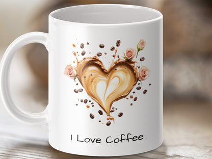 Heart Coffee Design with I Love Coffee Text Mug product