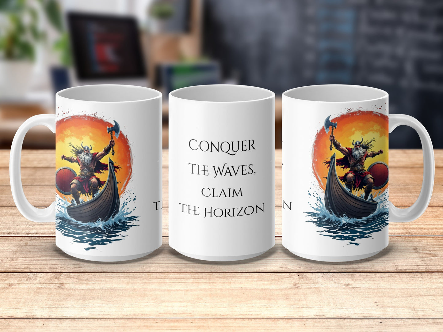 Nautical Themed Coffee Mug, Conquer the Waves, Ocean Explorer, Ship Graphic, Inspirational Quote, Unique Gift Idea