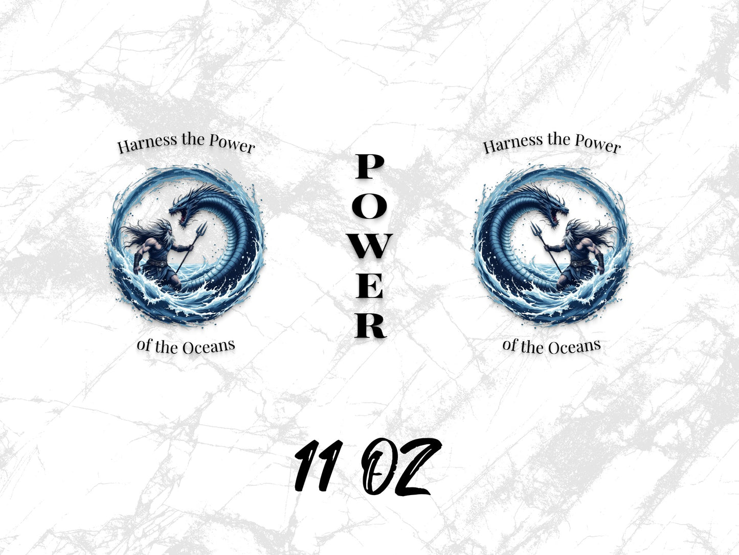 Ocean Power Mug 11oz, Harness the Power of the Oceans, Blue Wave Graphic, Unique Coffee Cup