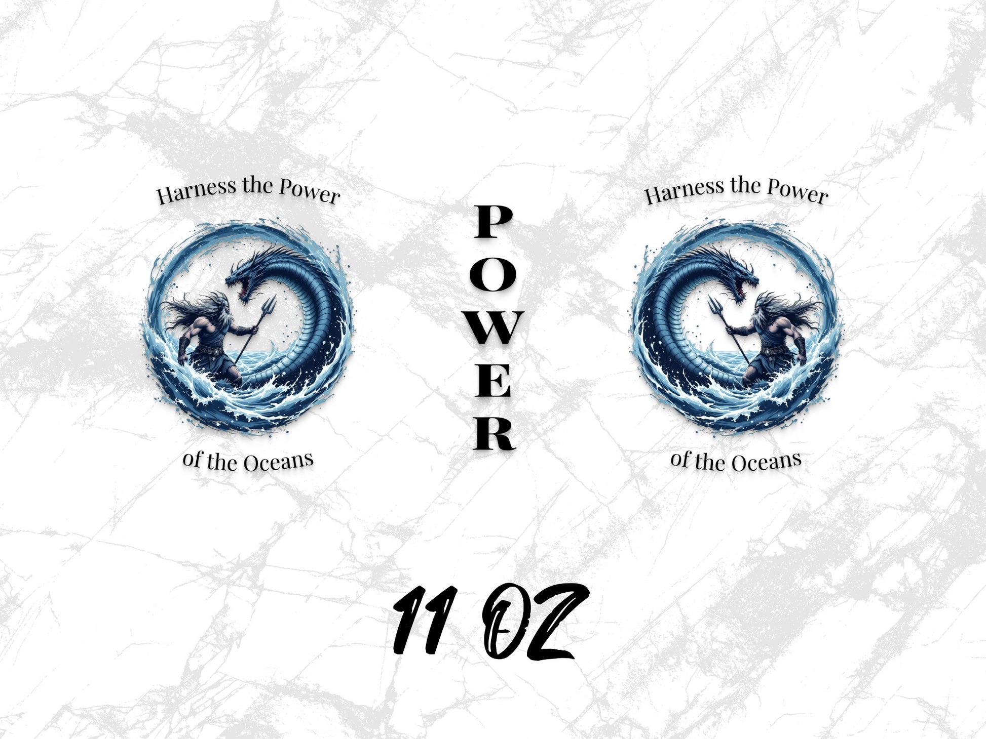 Ocean Power Mug 11oz, Harness the Power of the Oceans, Blue Wave Graphic, Unique Coffee Cup