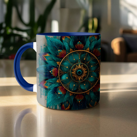 Mandala Art Vibrant Teal Blue Coffee Mug product