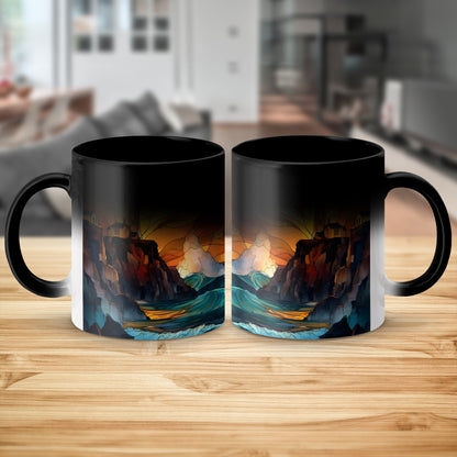 Artistic Coastal Sunrise Design Ceramic Mug product type