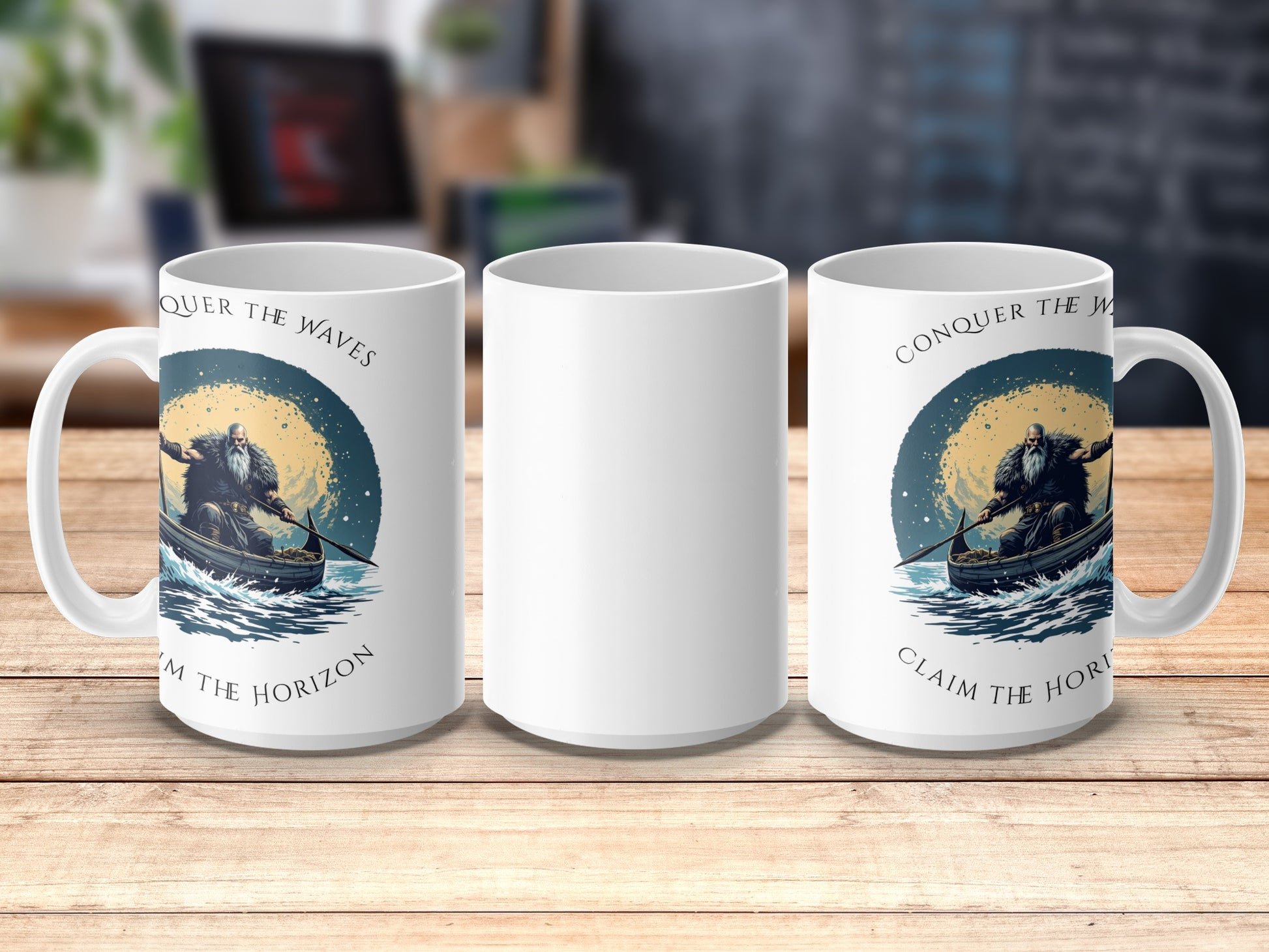 Nautical Coffee Mug Set, Conquer the Waves Design, Ocean Explorer Gift, Sailing Theme, Unique Ceramic Mugs