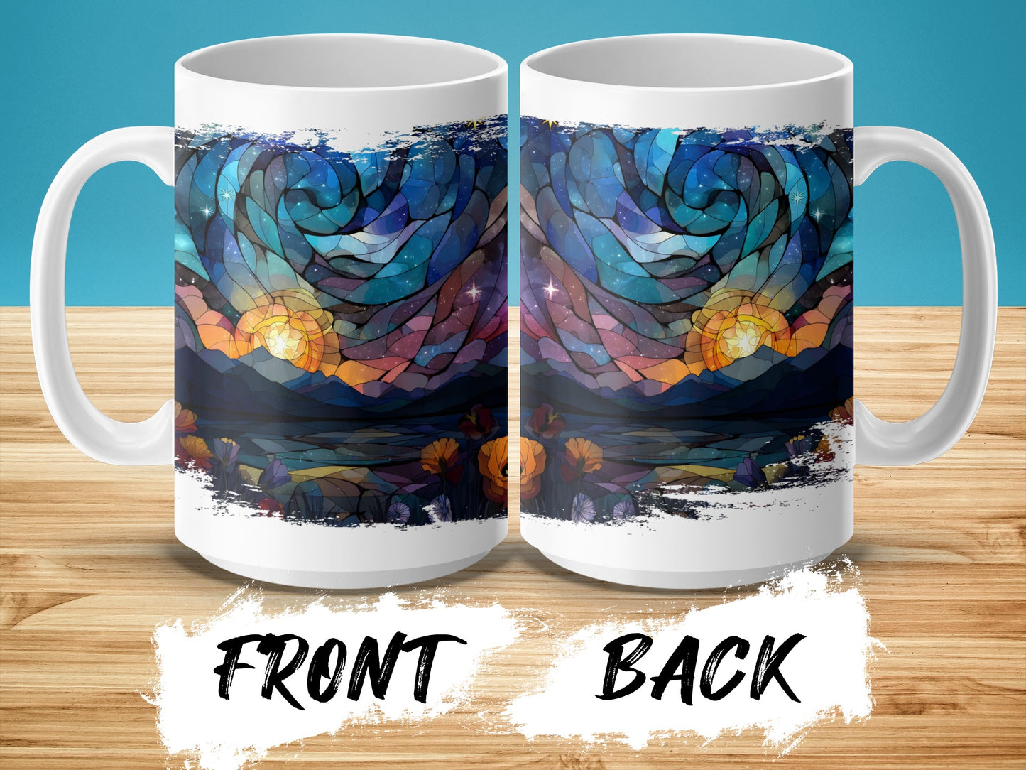 Stained Glass Night Sky and Sunlight Mug product