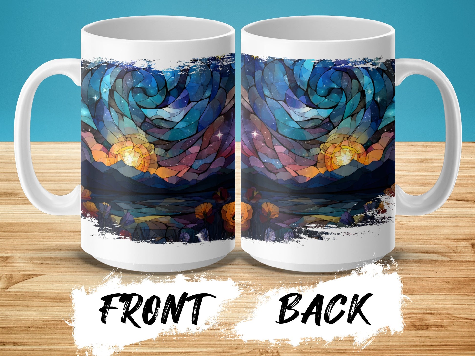 Stained Glass Night Sky and Sunlight Mug product