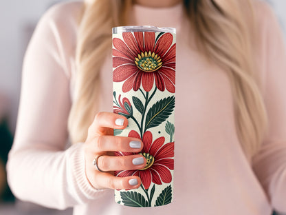 Floral Red Daisy Insulated Tumbler Bottle product