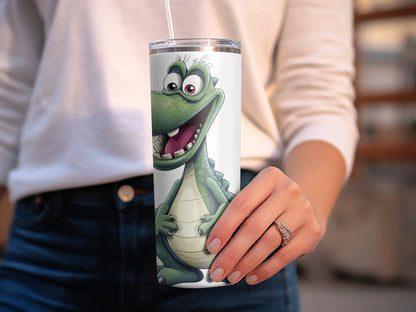 Cute Cartoon Crocodile Tumbler, Kids Insulated Water Bottle, Stainless Steel Drinkware, Reusable Cup, Eco-Friendly Gift