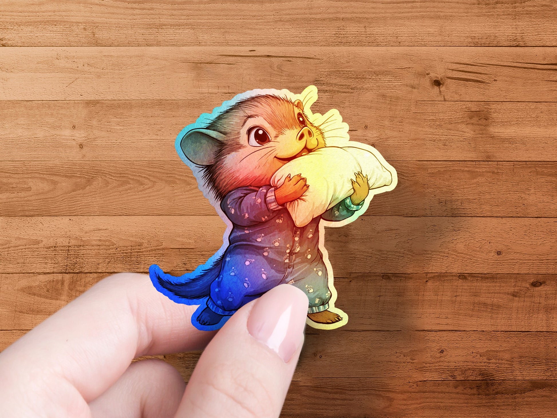 Cute Animal with Pillow Art Sticker product type