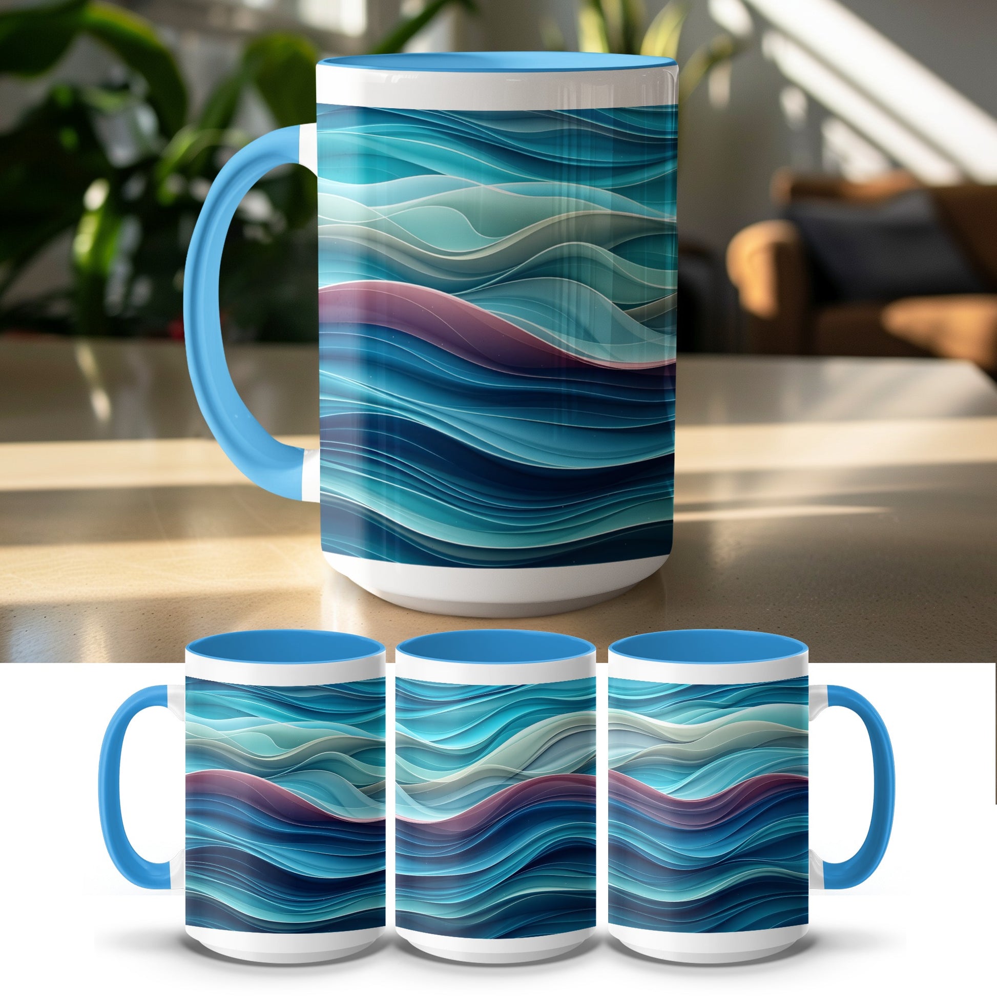 Ocean Waves Design Ceramic Mug Colorful Mug product type