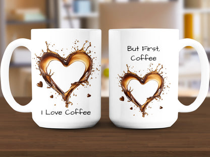 Coffee Heart Design Mug with I Love Coffee Product
