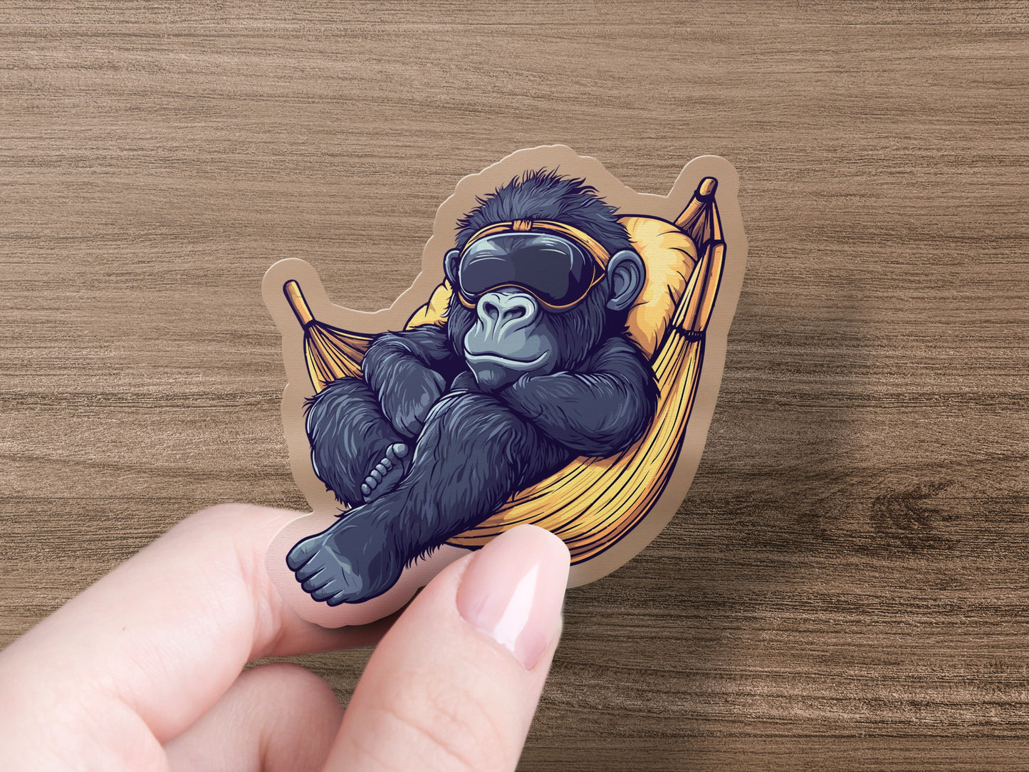 Relaxing Gorilla in Hammock Sticker product