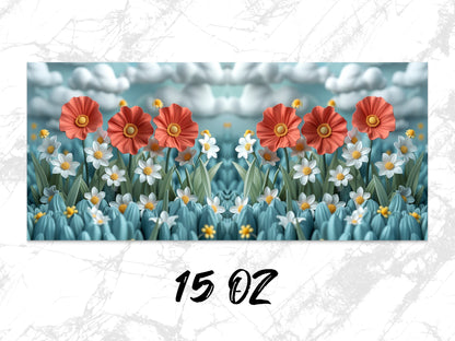 Vibrant Floral Canvas Print, Red Poppy and White Daisy Wall Art, Botanical Home Decor, 15 Oz Large Poster, Nature Inspired Decoration