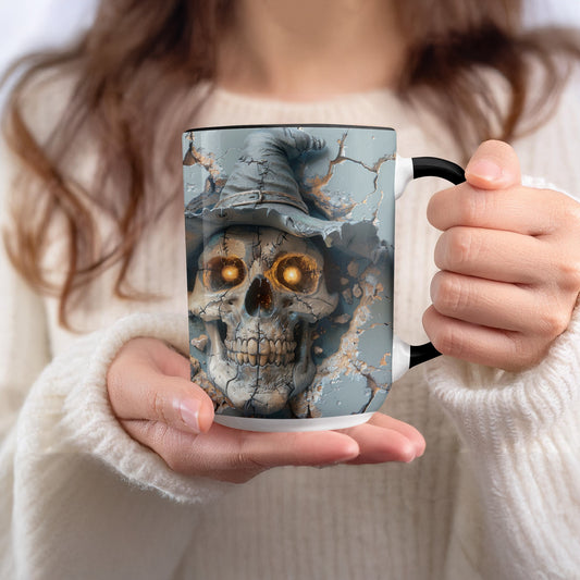Spooky Glowing Skull Design Coffee Mug Unique Product Type