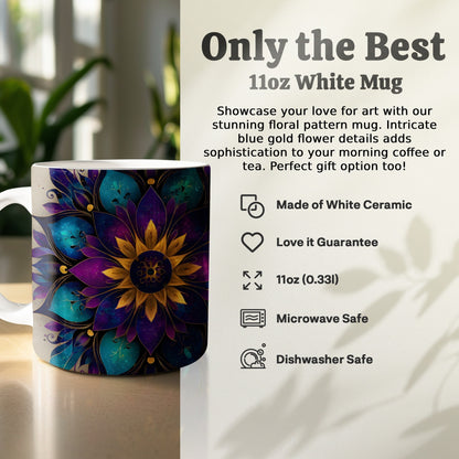 Only the Best Blue Gold Floral Pattern White Mug product