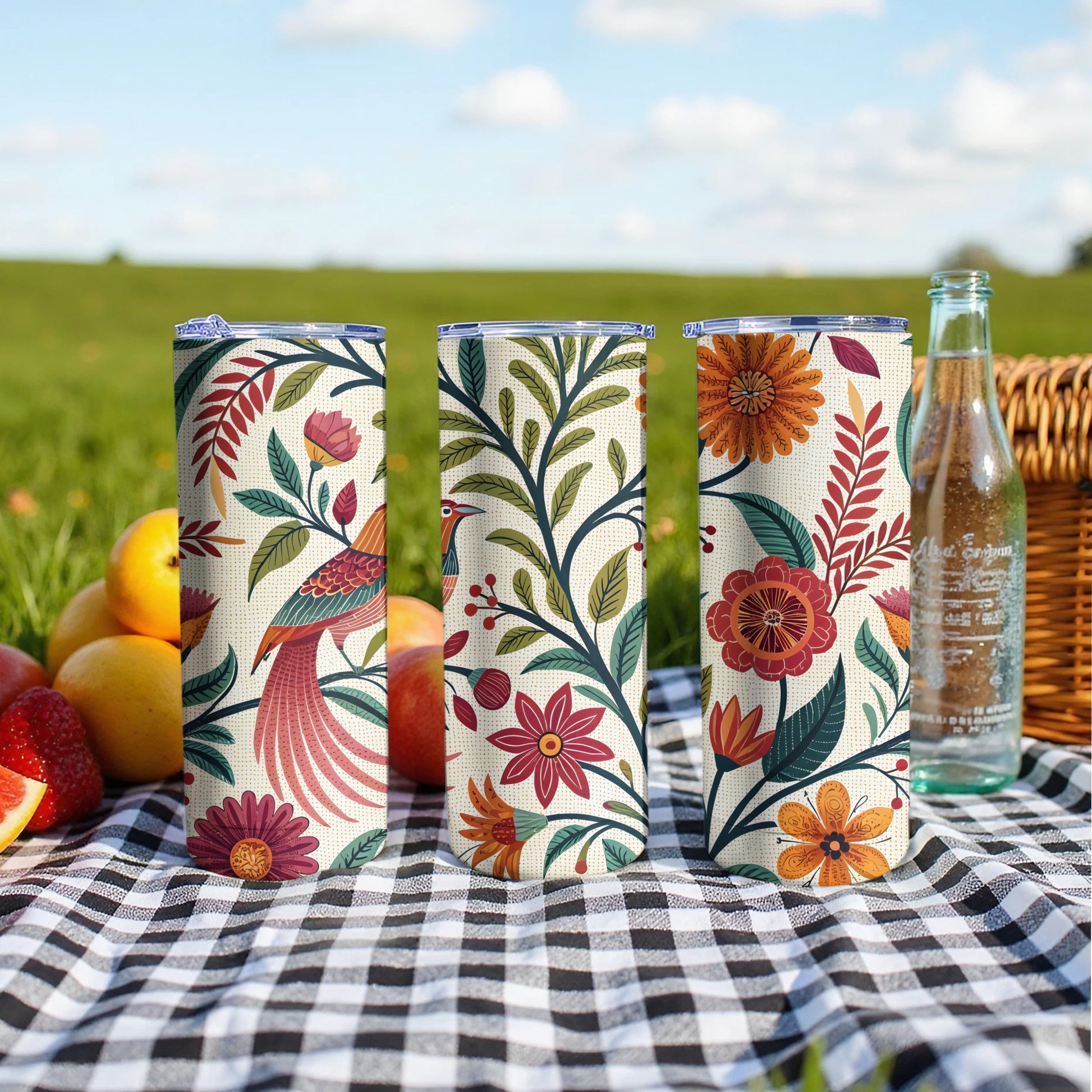 Floral Bird Patterned Insulated Tumbler Mug product