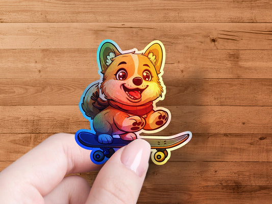 Cute Colorful Cartoon Dog Riding Skateboard Sticker product type