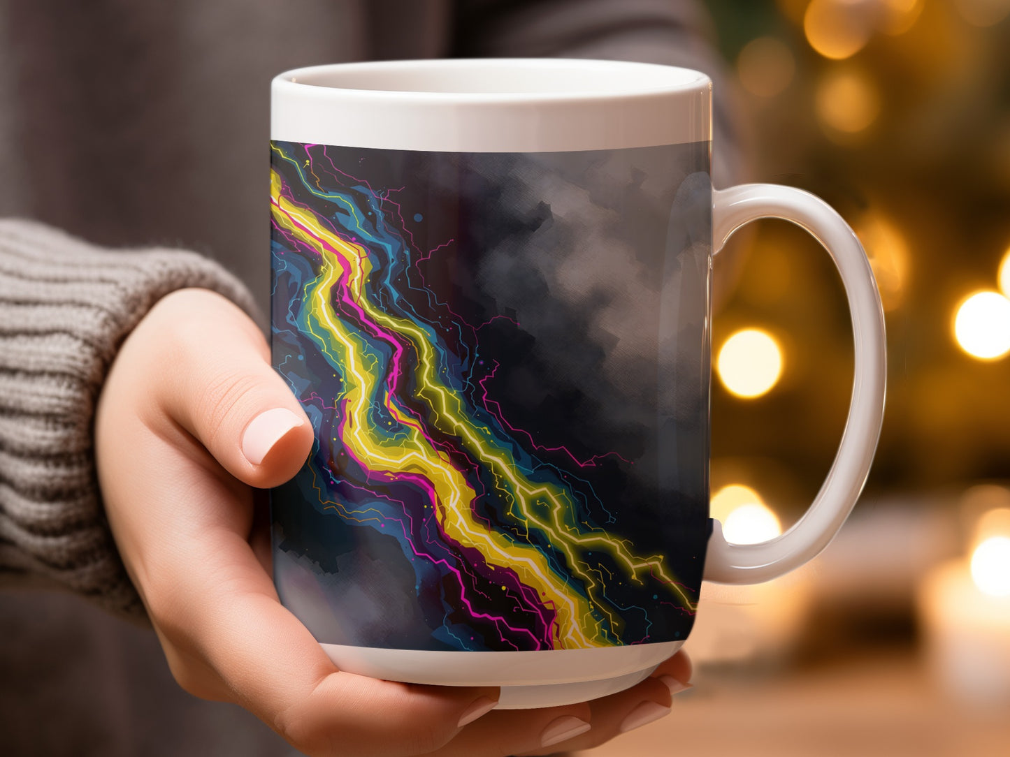 Vivid Multicolor Electric Wave Pattern Mug product